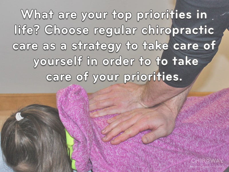 What are your top priorities in life? Choose regular chiropractic care as a strategy to take care of yourself in order to take care of your priorities