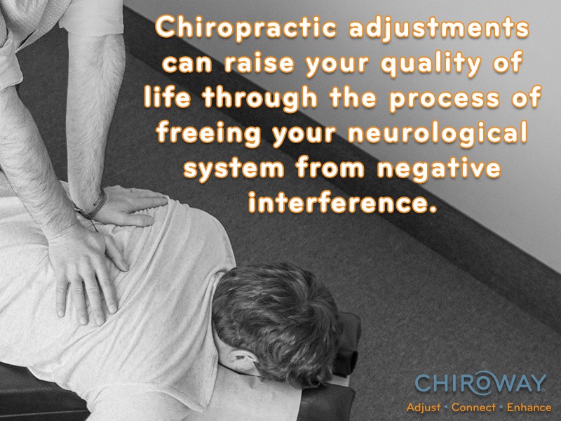 Chiropractic adjustments can raise your quality of life through the process of freeing your neurological system from negative interference.